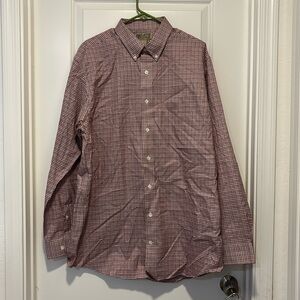 Duluth Trading Co. men’s large red/white plaid dress shirt fall winter cotton‎